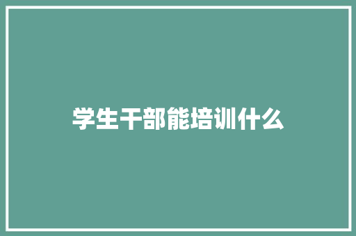 学生干部能培训什么