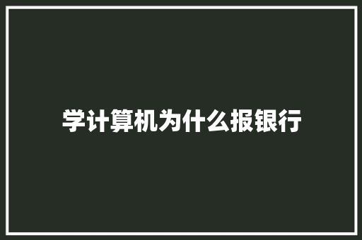 学计算机为什么报银行 未命名