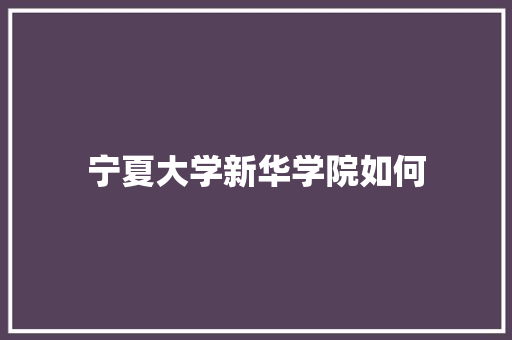 宁夏大学新华学院如何