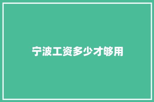 宁波工资多少才够用 未命名