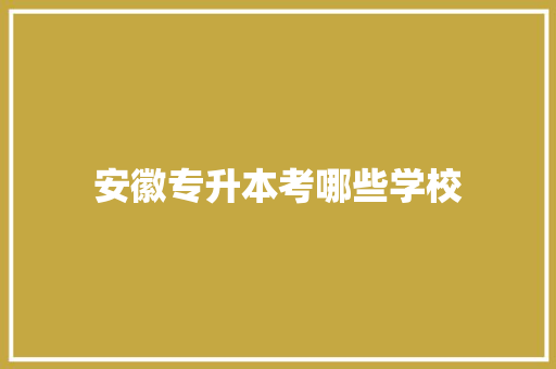 安徽专升本考哪些学校 未命名