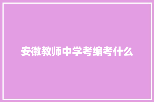 安徽教师中学考编考什么 未命名