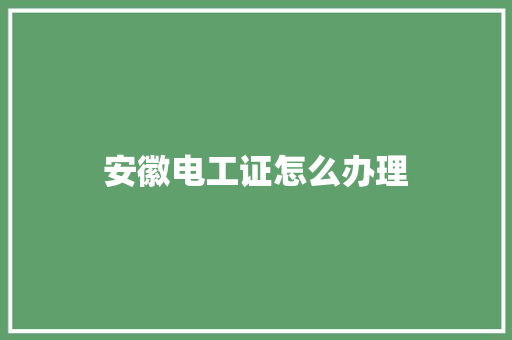 安徽电工证怎么办理 未命名