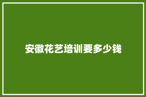 安徽花艺培训要多少钱