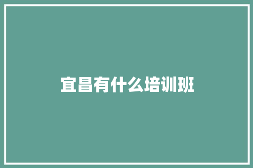 宜昌有什么培训班