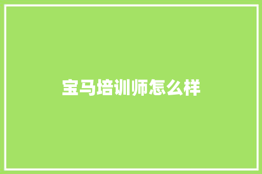 宝马培训师怎么样 未命名