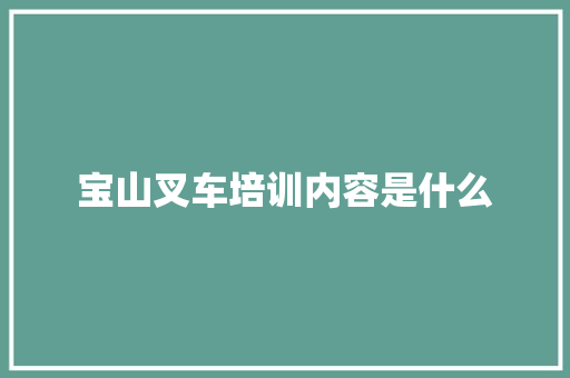 宝山叉车培训内容是什么 未命名