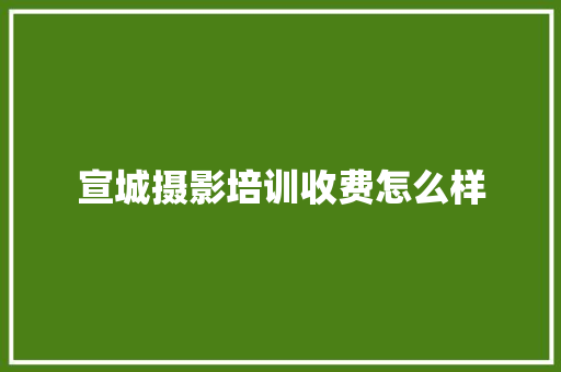 宣城摄影培训收费怎么样