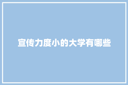 宣传力度小的大学有哪些 未命名