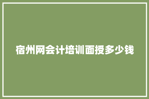 宿州网会计培训面授多少钱