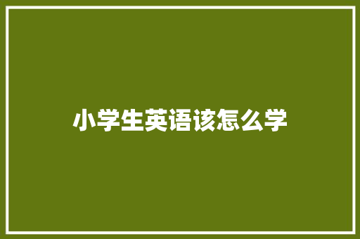 小学生英语该怎么学