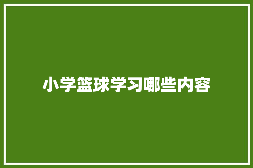 小学篮球学习哪些内容