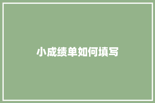 小成绩单如何填写