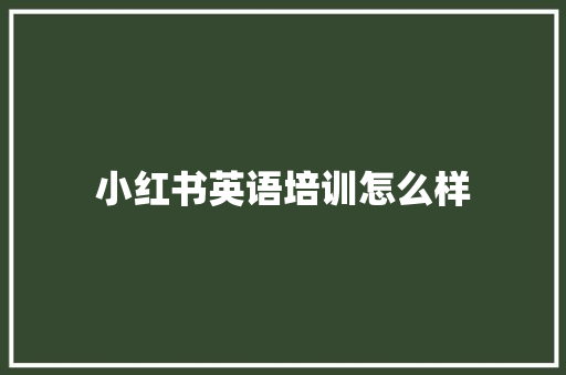 小红书英语培训怎么样 未命名