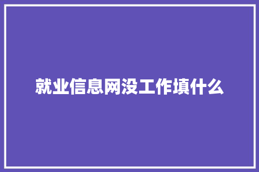 就业信息网没工作填什么