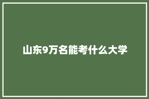 山东9万名能考什么大学 未命名