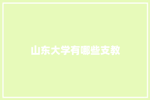 山东大学有哪些支教