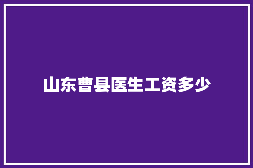 山东曹县医生工资多少