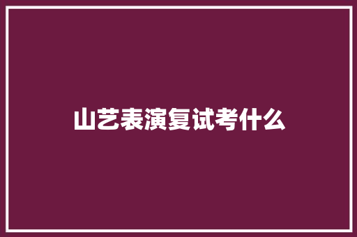 山艺表演复试考什么 未命名