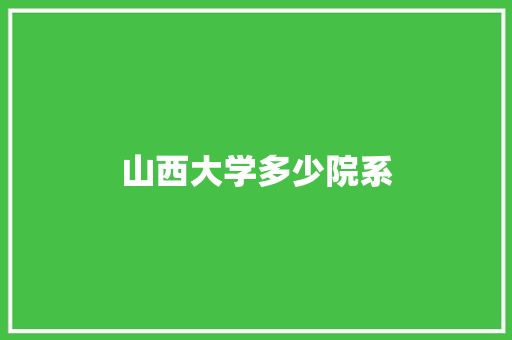 山西大学多少院系