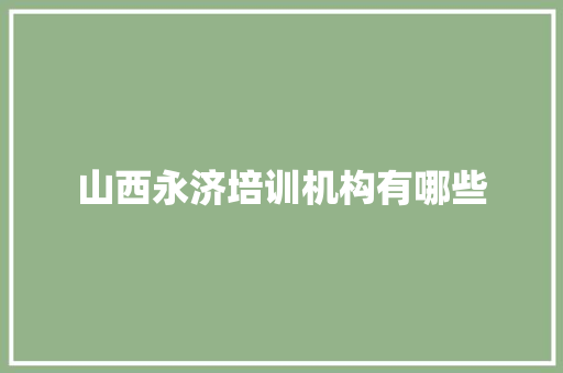 山西永济培训机构有哪些