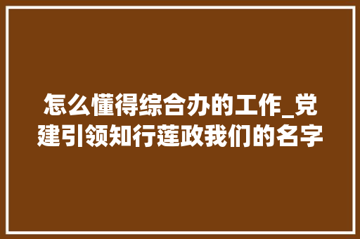 怎么懂得综合办的工作_党建引领知行莲政我们的名字综合办公室