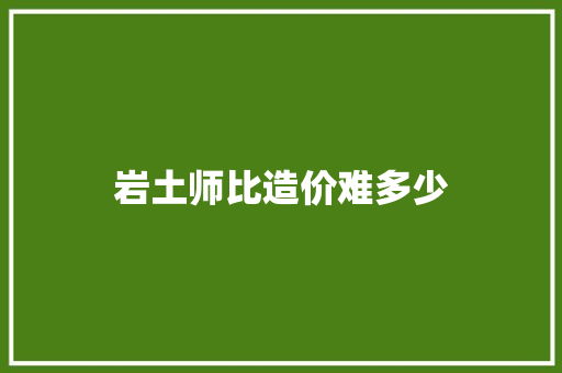 岩土师比造价难多少