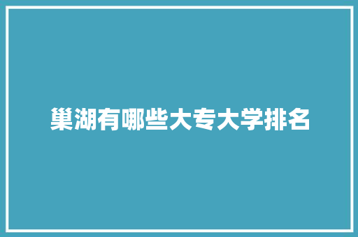 巢湖有哪些大专大学排名