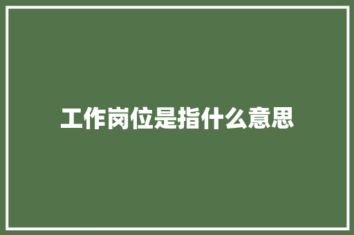 工作岗位是指什么意思