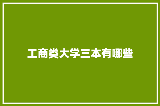 工商类大学三本有哪些