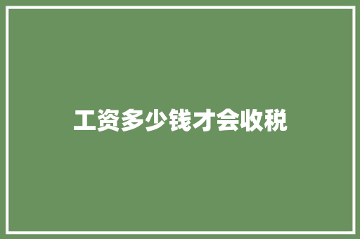 工资多少钱才会收税 未命名