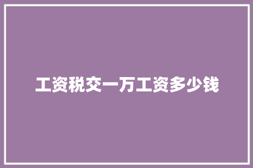 工资税交一万工资多少钱 未命名