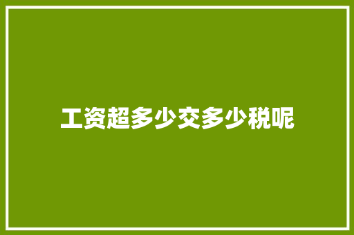 工资超多少交多少税呢