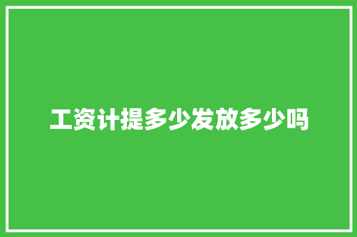 工资计提多少发放多少吗