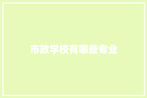 市政学校有哪些专业