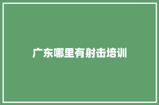 广东哪里有射击培训 未命名