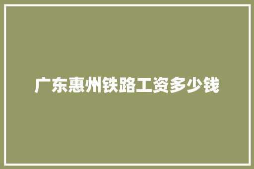 广东惠州铁路工资多少钱 未命名