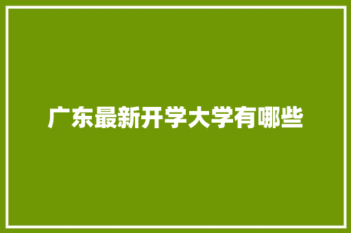 广东最新开学大学有哪些