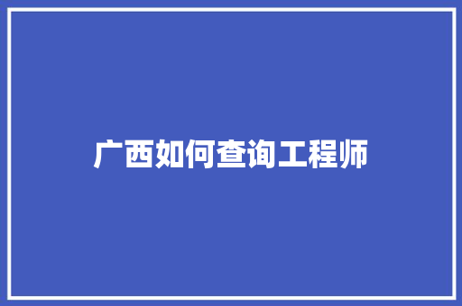 广西如何查询工程师