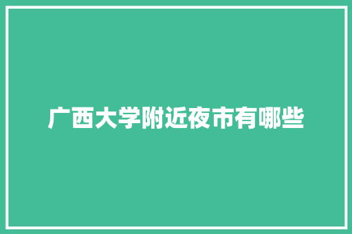 广西大学附近夜市有哪些