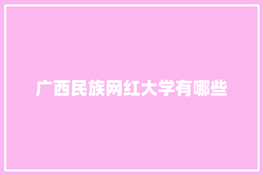 广西民族网红大学有哪些