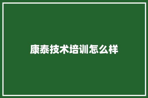 康泰技术培训怎么样 未命名