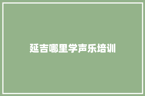 延吉哪里学声乐培训