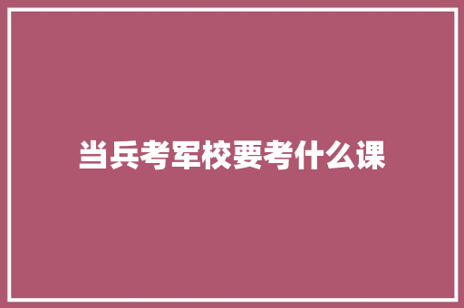 当兵考军校要考什么课 未命名