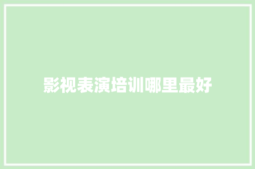 影视表演培训哪里最好