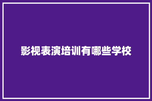 影视表演培训有哪些学校