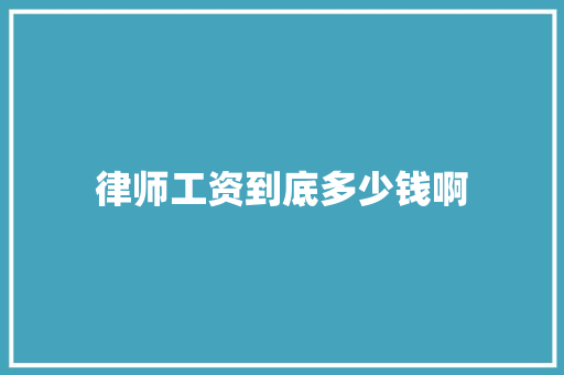 律师工资到底多少钱啊 未命名