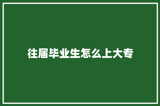 往届毕业生怎么上大专