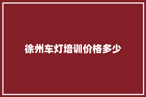 徐州车灯培训价格多少