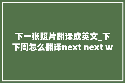 下一张照片翻译成英文_下下周怎么翻译next next week大年夜错特错